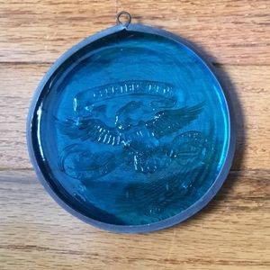 Turquoise Glass Suncatcher/Eagle E Pluribus Unum